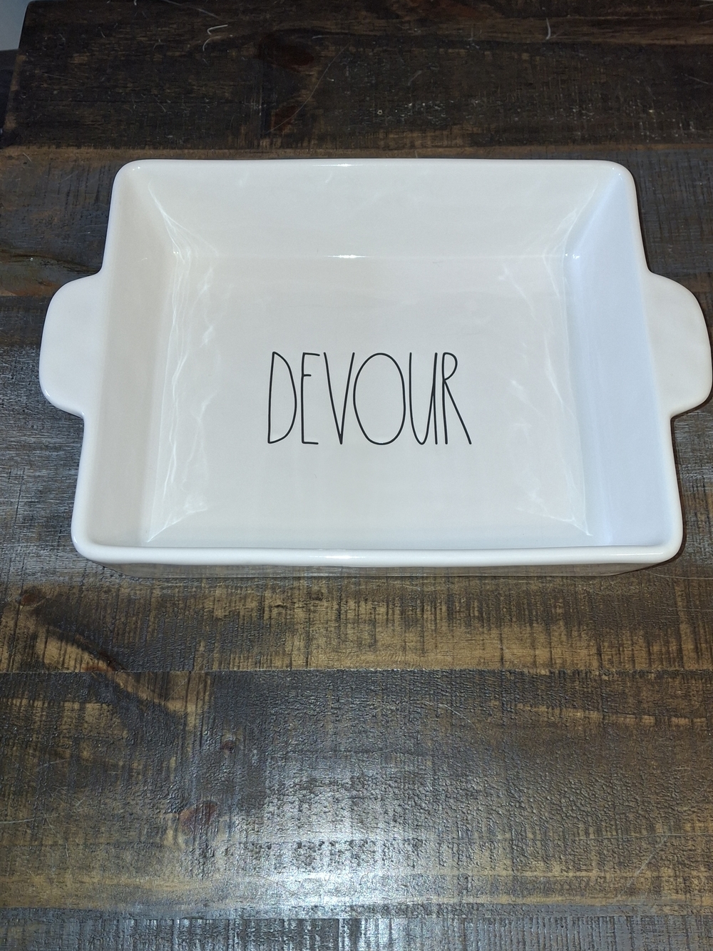 Rae Dunn Rectangular 'DEVOUR' Baking Dish